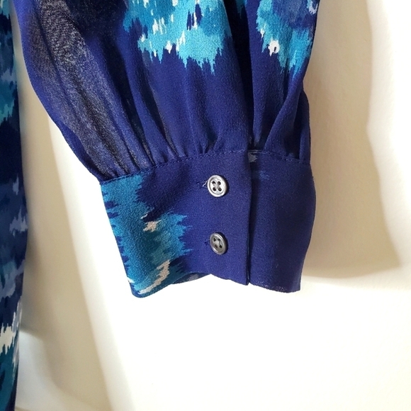 Joie Sheer Silk Watercolor Blouse Top - Picture 6 of 11